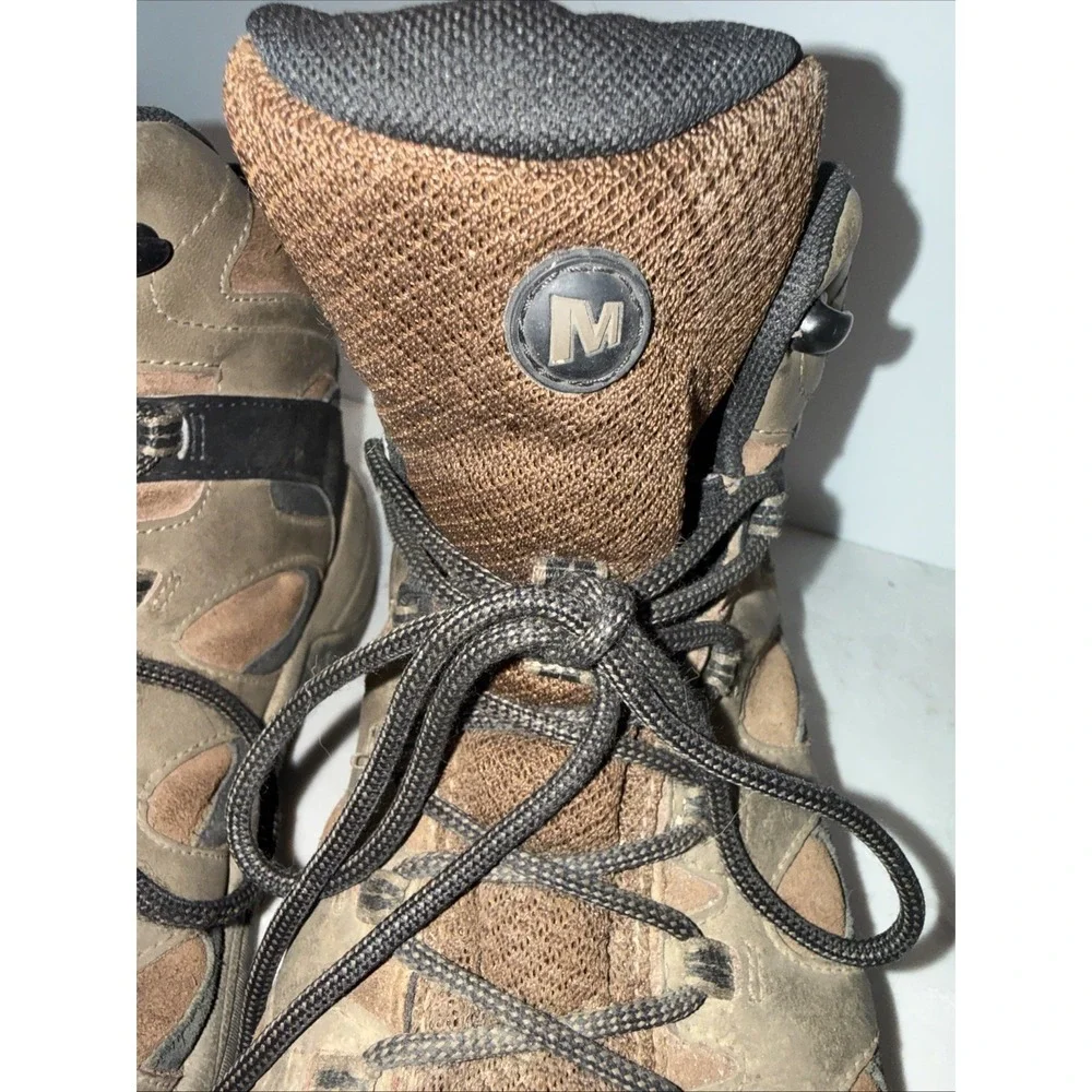 MERRELL Reflex Mens Size 10.5 Waterproof Mid Hiking Ankle Boots Laces Brown